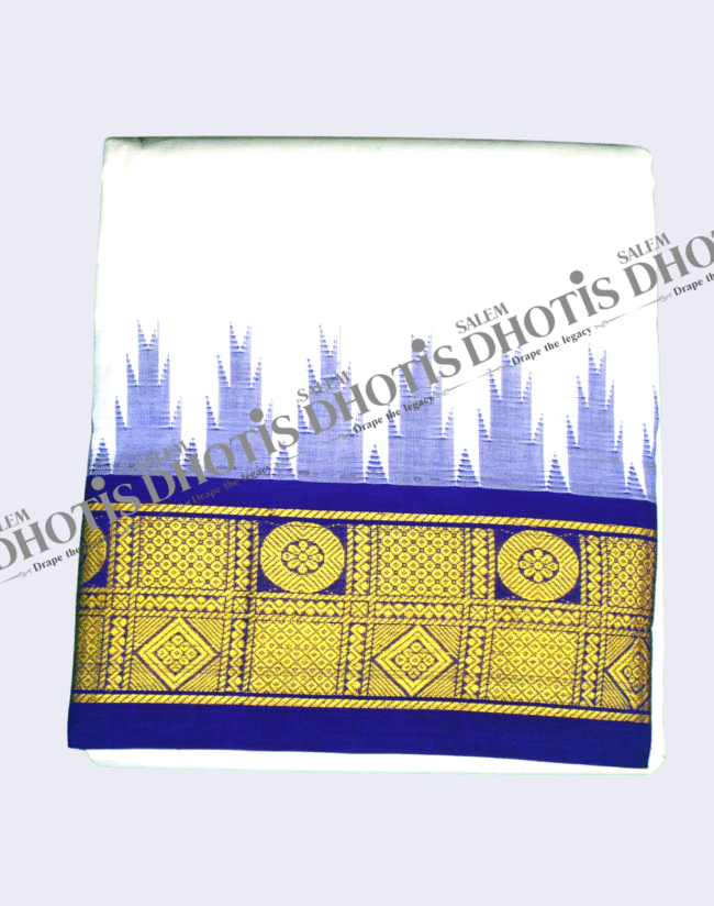 Checked Coin Border Thalampoo Dhotis [Original] - Image 3