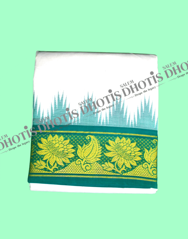 Sunflower with Leaf border Thalampoo Dhoti [Original]