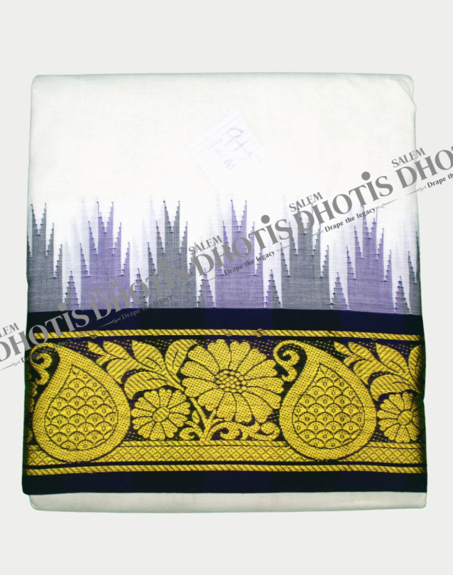 Mango & Flower border Thalampoo Dhotis [Original] - Image 4