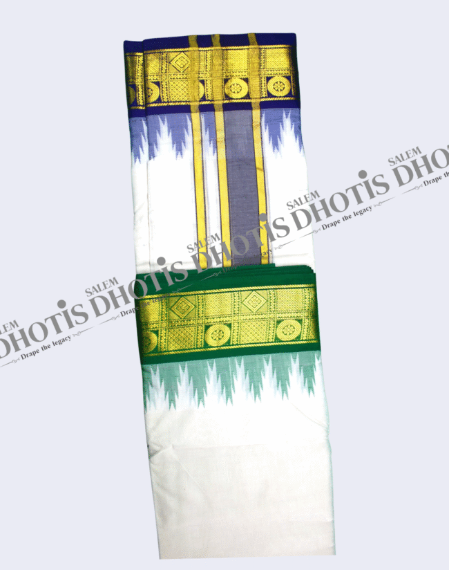 Checked Coin Border Thalampoo Dhotis [Original] - Image 2
