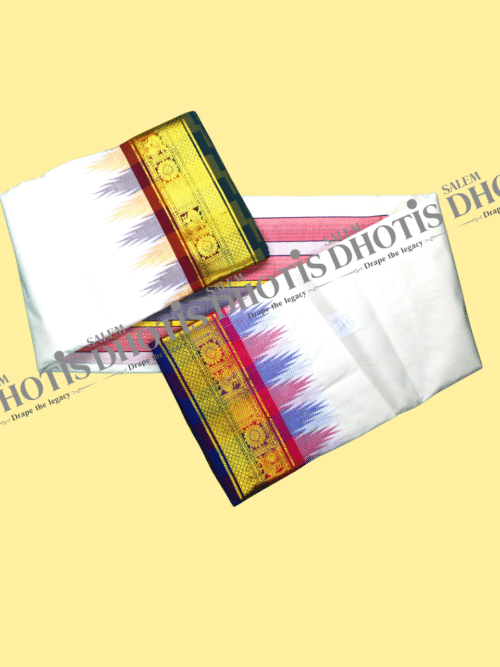 Sunflower Annam & Honeycomb Border Thalampoo Dhoti [Original]