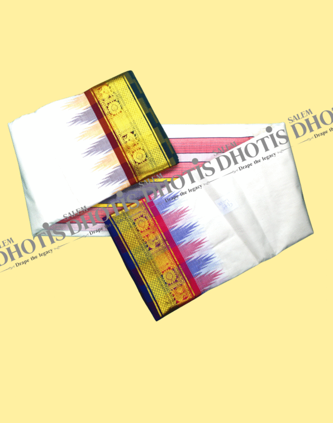 Sunflower Annam & Honeycomb Border Thalampoo Dhoti [Original]
