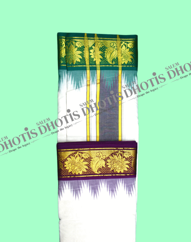 Sunflower with Leaf border Thalampoo Dhoti [Original] - Image 2