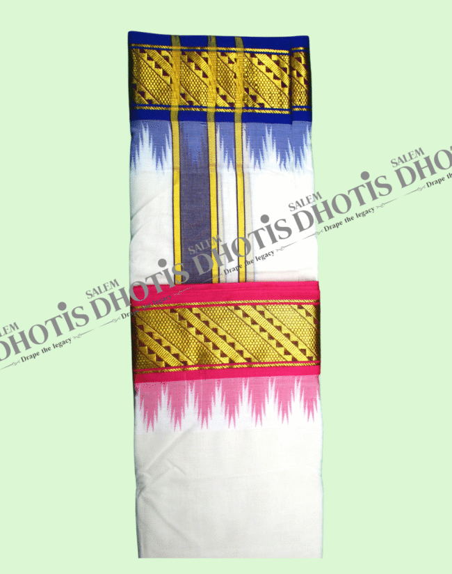 Honeycomb crossline border Thalampoo Dhotis [Original] - Image 2