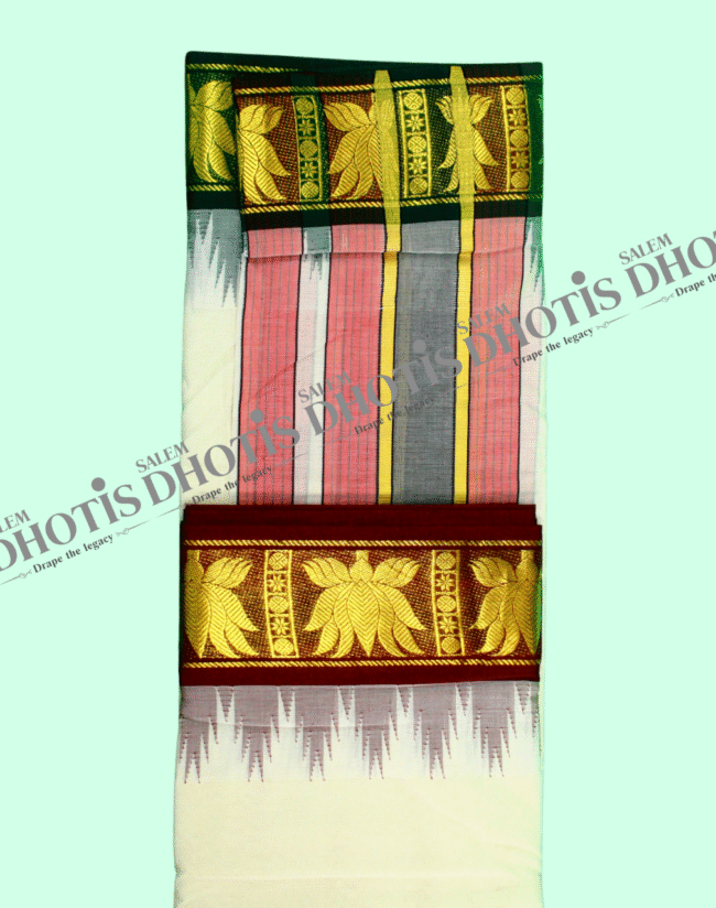 Lotus Border Thalampoo Dhotis [Original] - Image 2