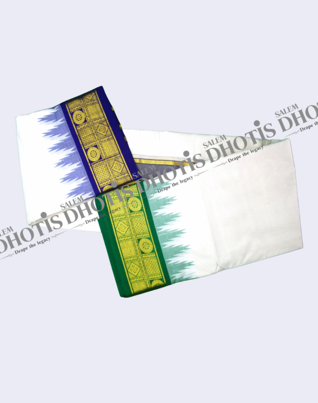 Checked Coin Border Thalampoo Dhotis [Original]