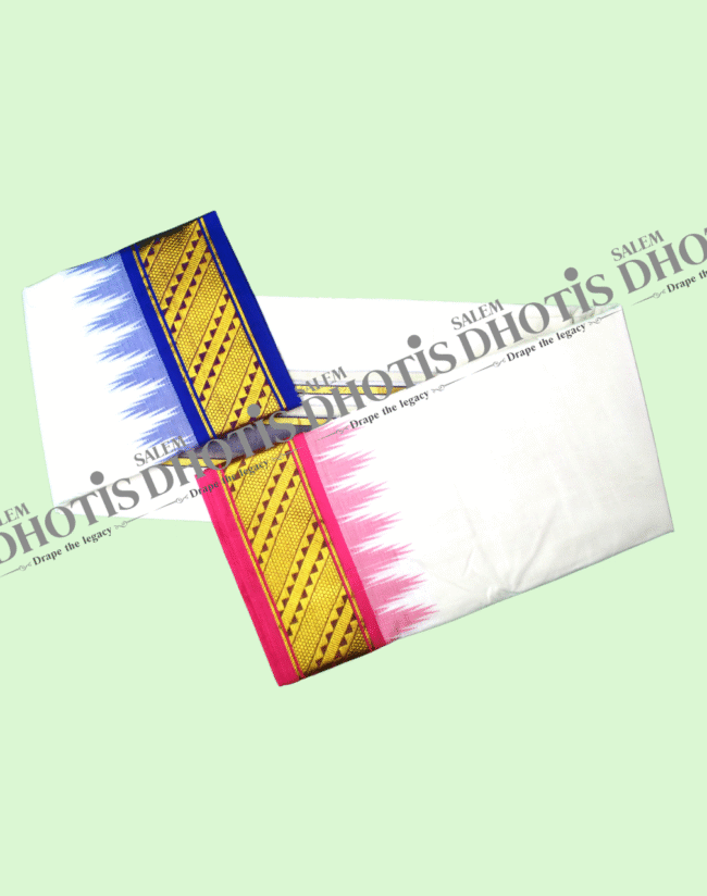 Honeycomb crossline border Thalampoo Dhotis [Original] - Image 3