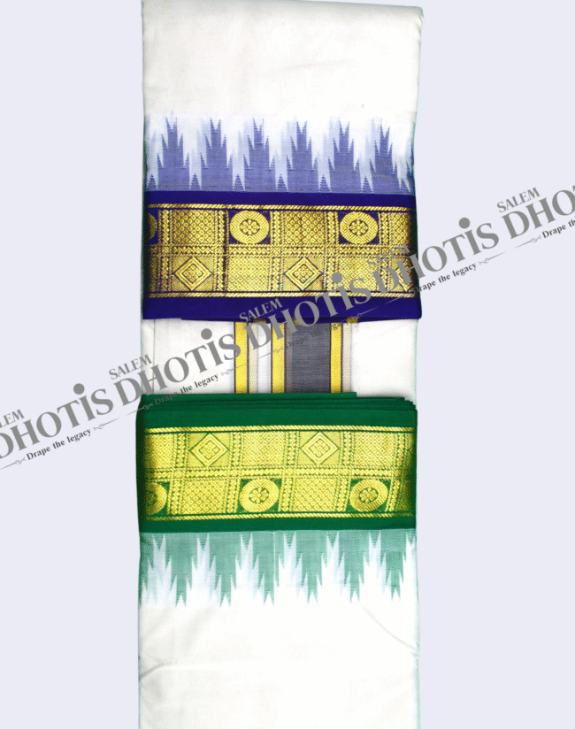Checked Coin Border Thalampoo Dhotis [Original] - Image 4
