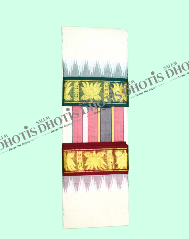 Lotus Border Thalampoo Dhotis [Original] - Image 4