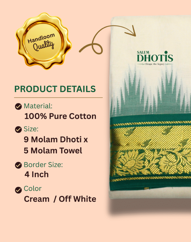 Thalampoo Dhoti with Kodi and Slide Line Border - Image 2
