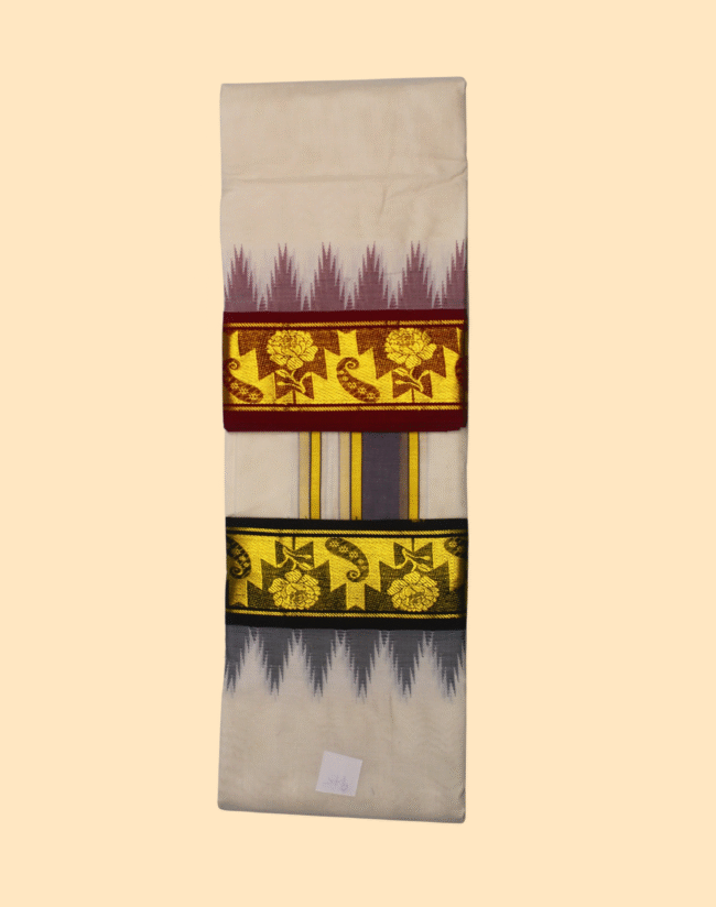 Panchagajam Dhoti with Thalampoo Border - Image 3