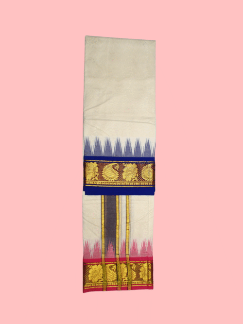 Thalmapoo Dhoti with Sunflower Mango Border