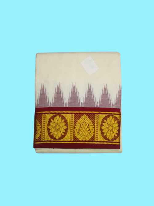 Thalampoo Dhoti with Checked Flower Border