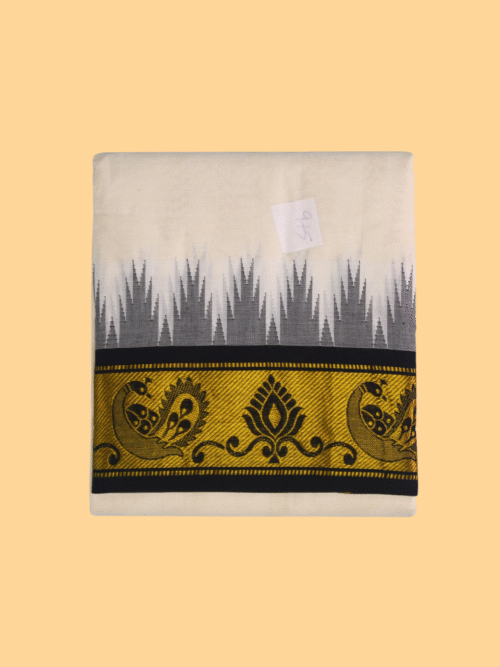 Thalampoo Dhotis with Lotus and Peacock Border