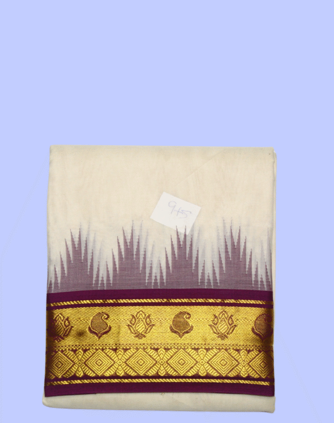 Thalampoo Dhotis with Lotus Mango and Diamond Border