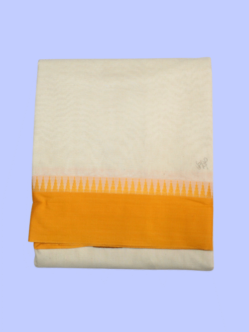 Pure Cotton Border Handloom Dhoti | Green & Yellow Colour