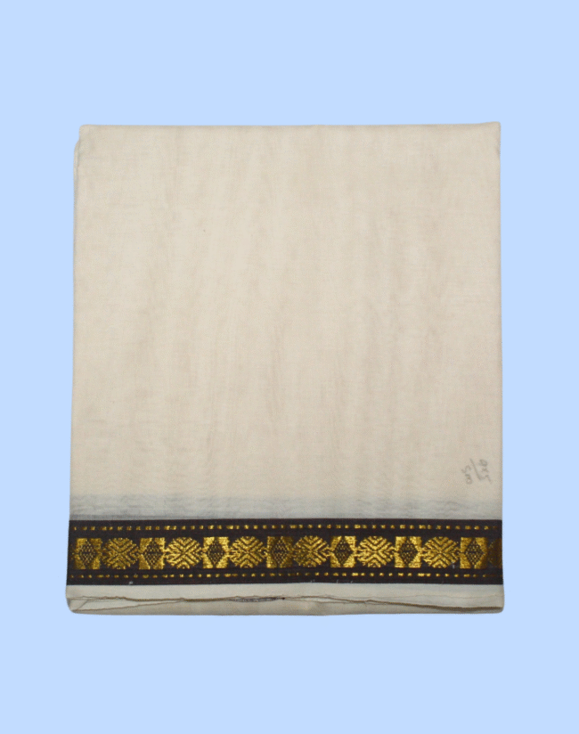Pure Cotton Handloom Dhoti - Double Side Maroon with Rudraksham Zari Border