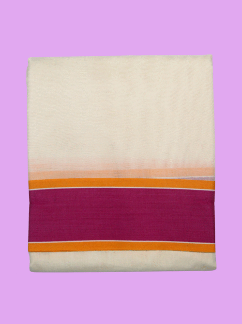 Pure Cotton Border Handloom Dhoti | Violet & Magenta