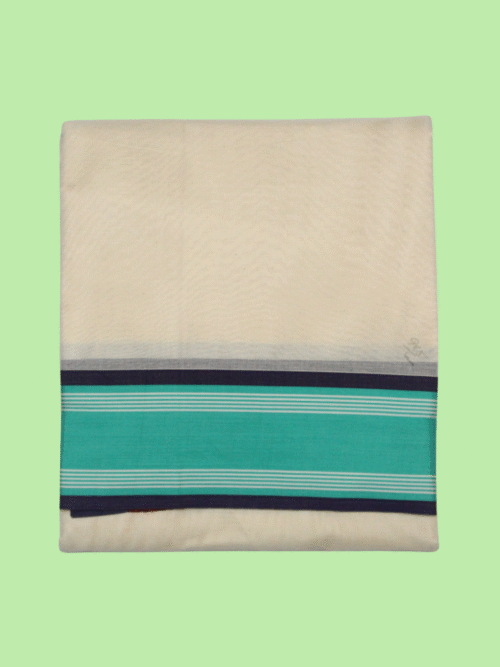 Pure Cotton Border Handloom Dhoti | Red With Light Ramar Green