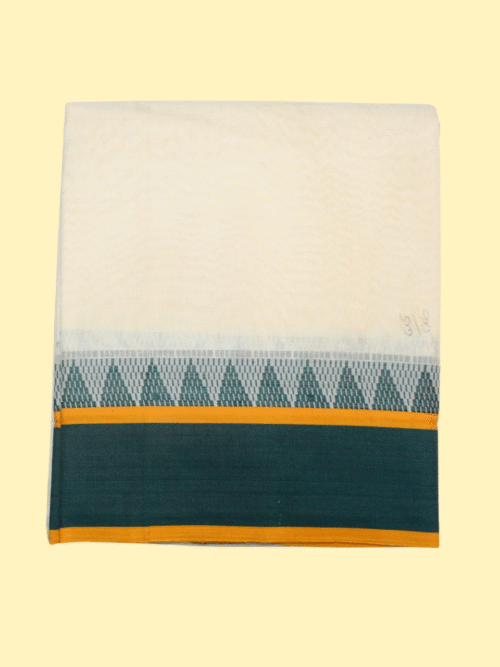 Pure Cotton Border Handloom Dhoti | Green & Violet Colour